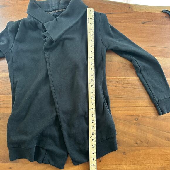 AllSaints Zip Extended Hood Black Open Front Waterfall Cardigan Size Small - Picture 10 of 12